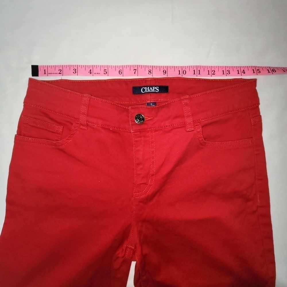 Chaps Mid-rise Stretch Red Women's Capri/Knee Length Jeans Size 4 - Picture 11 of 13
